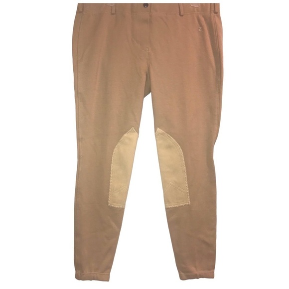 Horze Riding Breeches Equestrian Pull On Pant Leather Knee Patches Woman’s 34 - Picture 1 of 6